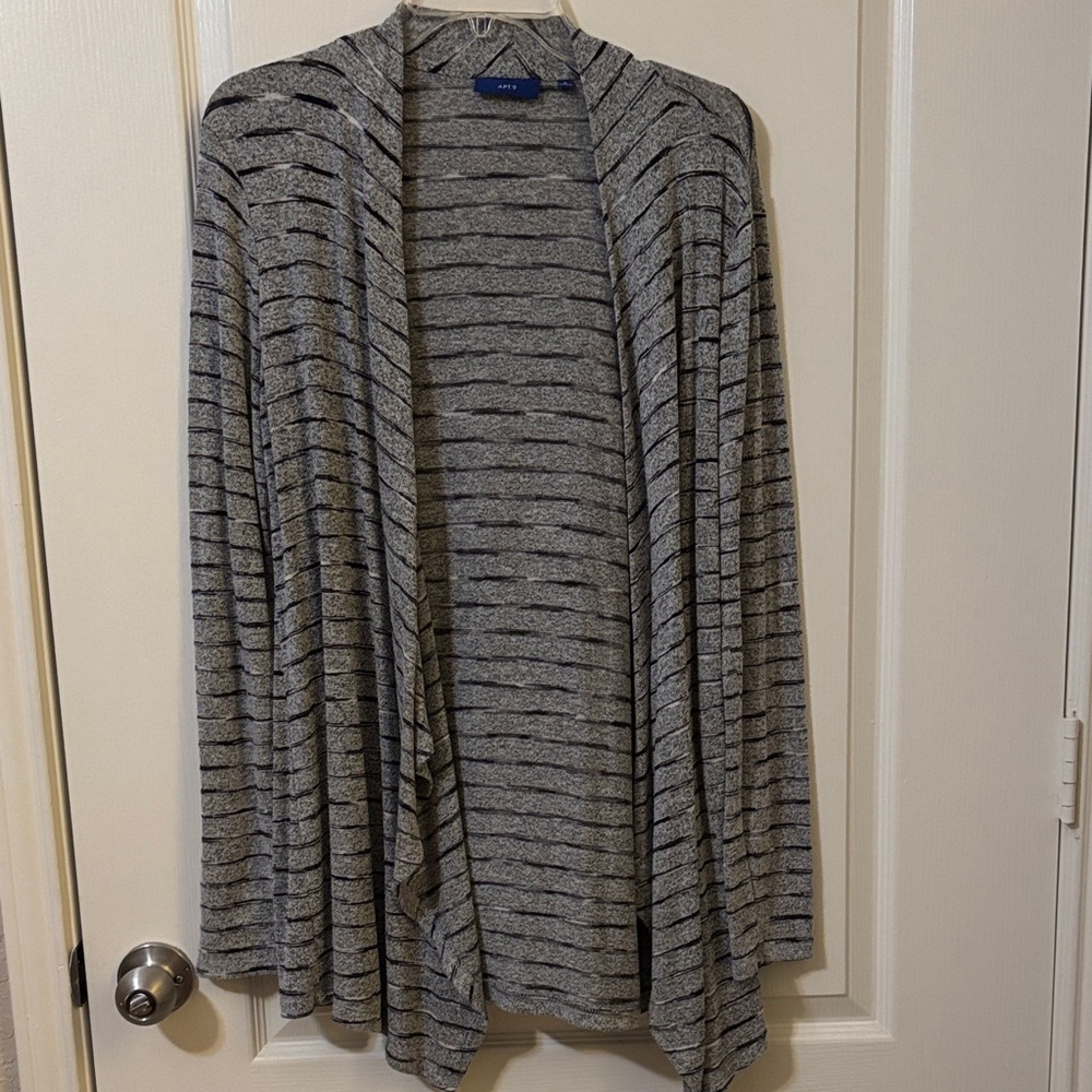 Apt. 9 Heather Gray Striped Cardigan